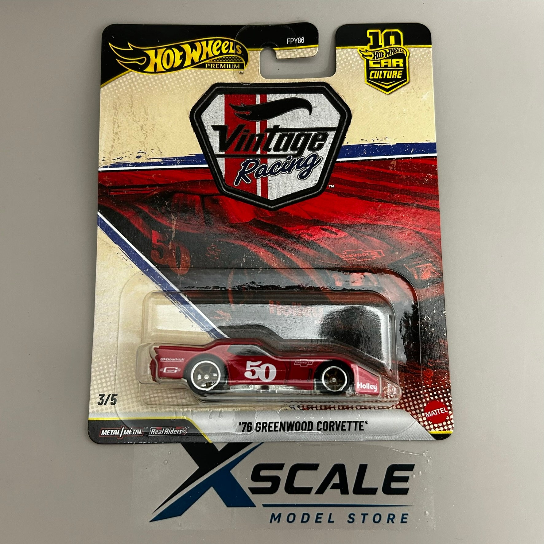 Premium Hot Wheels 1/64 Car Culture Vintage Racing 76 Corvette Greenwood