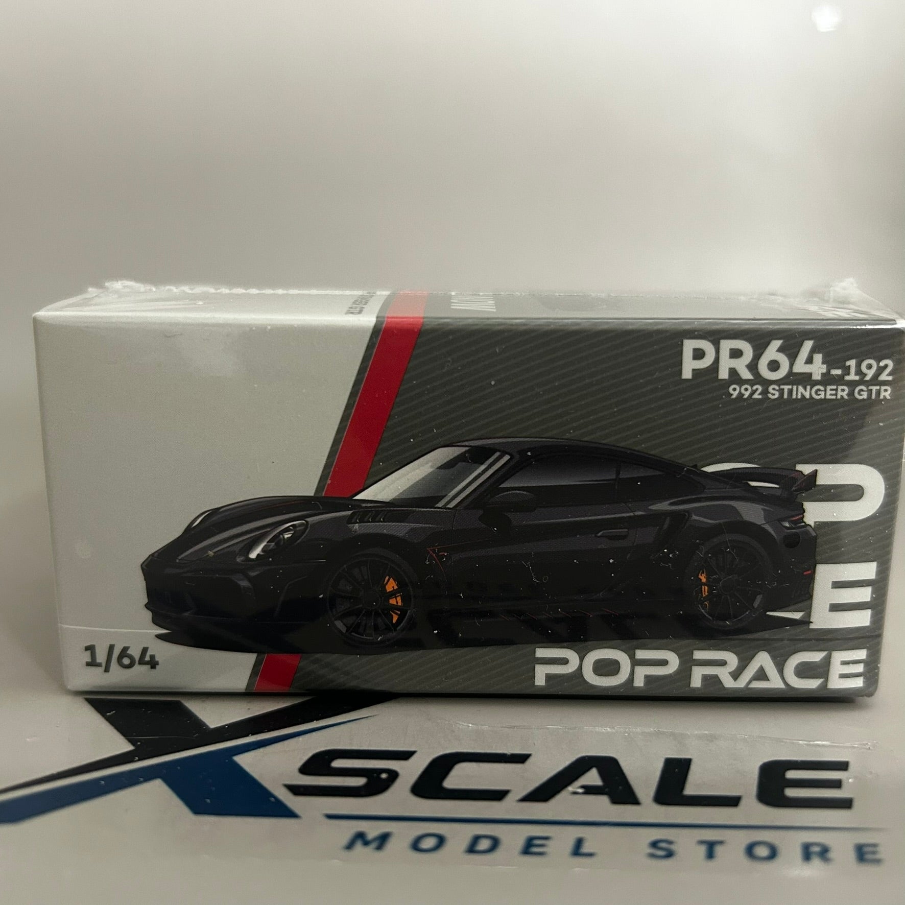 Pop Race 1/64 #192 Porsche 992 Stinger GTR Red Strip Carbon Edition