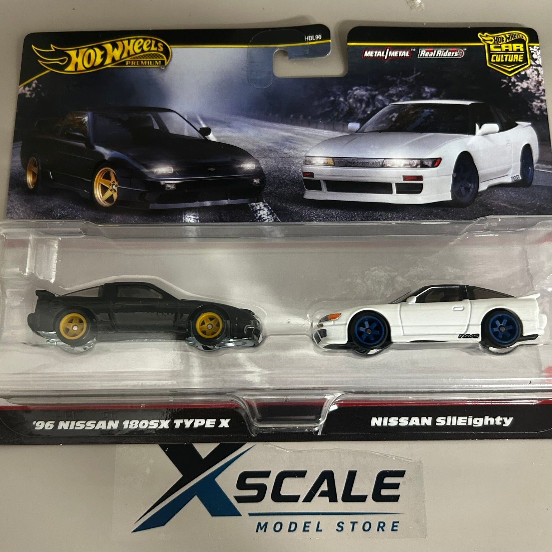 Premium Hot Wheels 1/64 Twin Pack Nissan 180SX 96 SilEighty