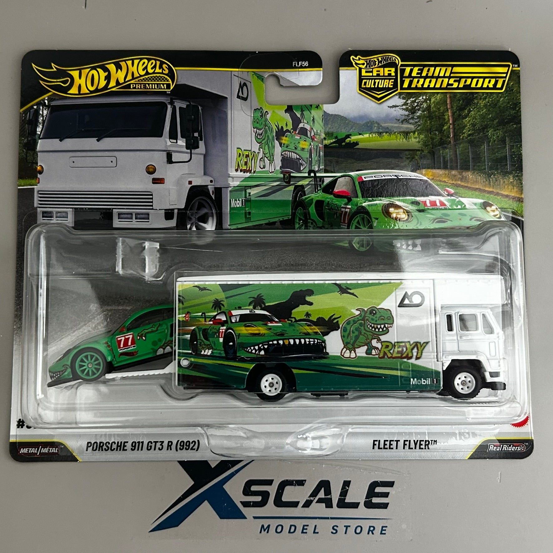 Premium Hot Wheels Team Transport 1/64 Rexy Porsche 911 GT3 992 Fleet Flyer