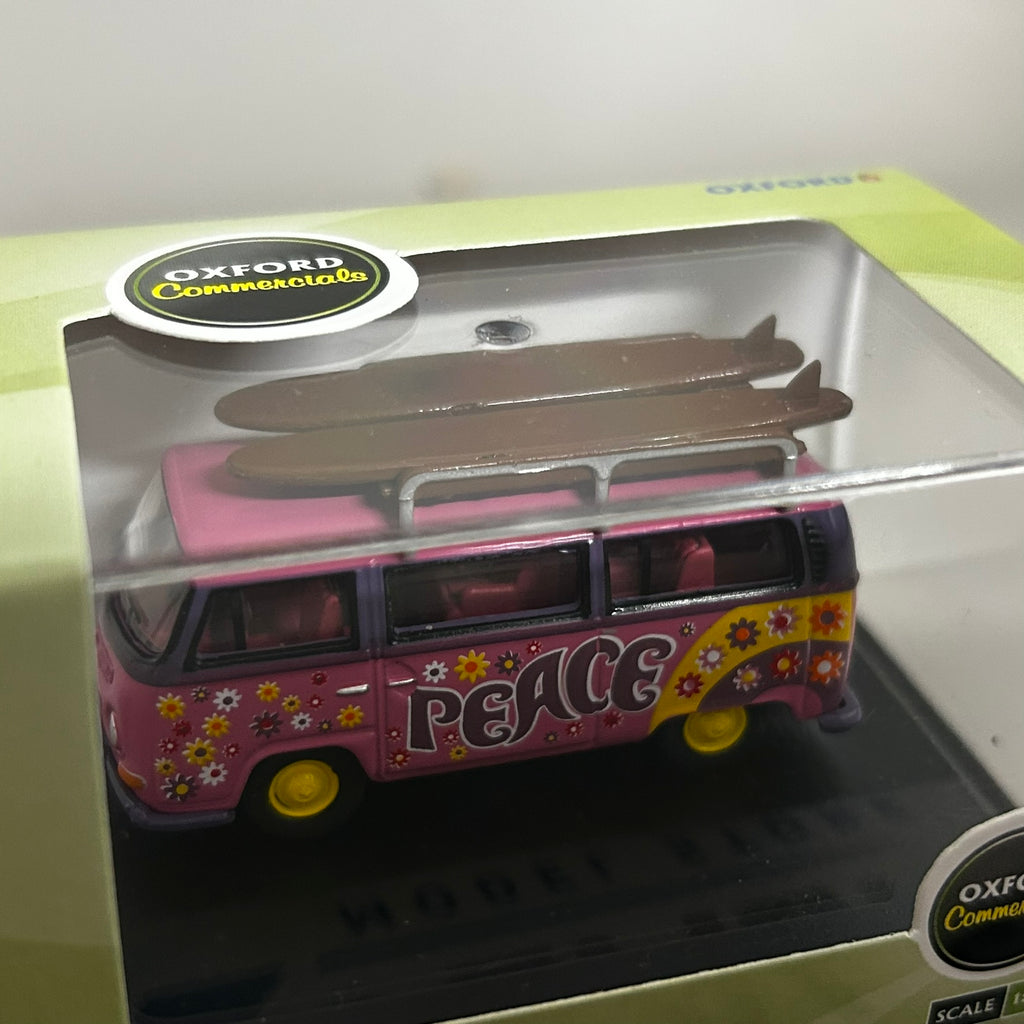 Oxford Diecast 1/76 Volkswagen Minibus Surfboards Flower Power