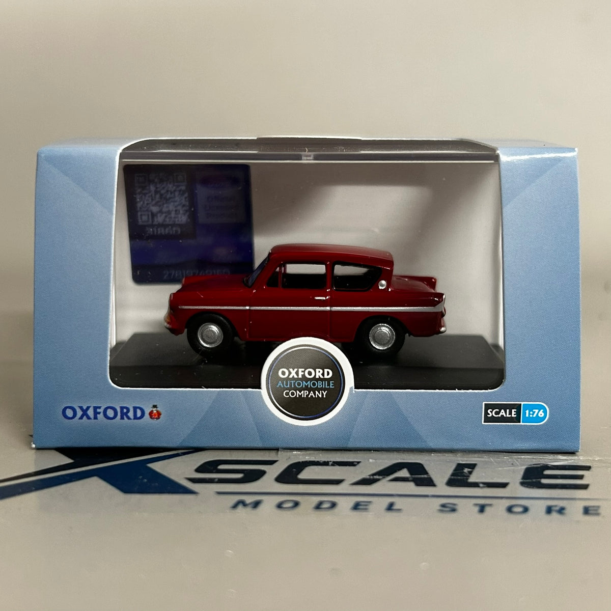 Oxford Diecast 1/76 Ford Anglia Monaco Red