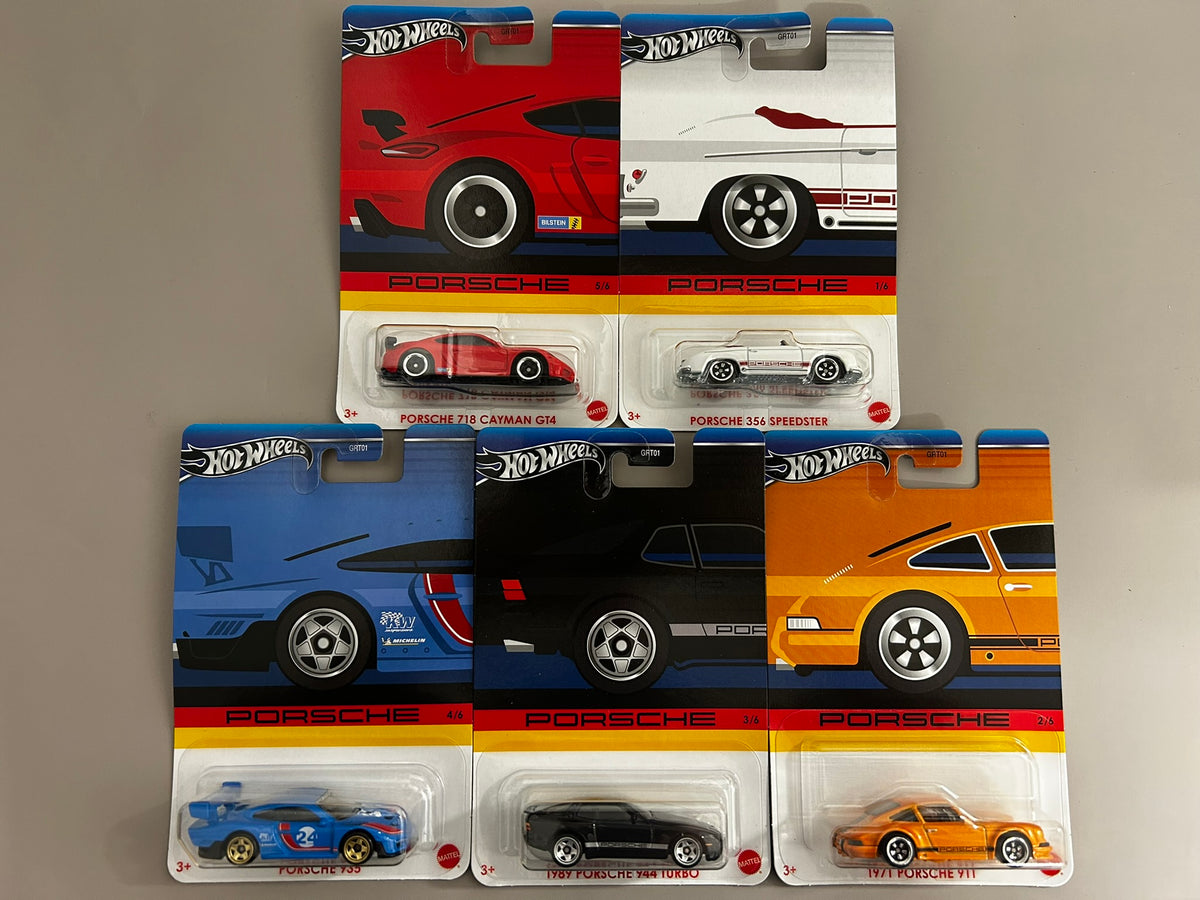 Silver Series Hot Wheels 1/64 Porsche Full Set of 5