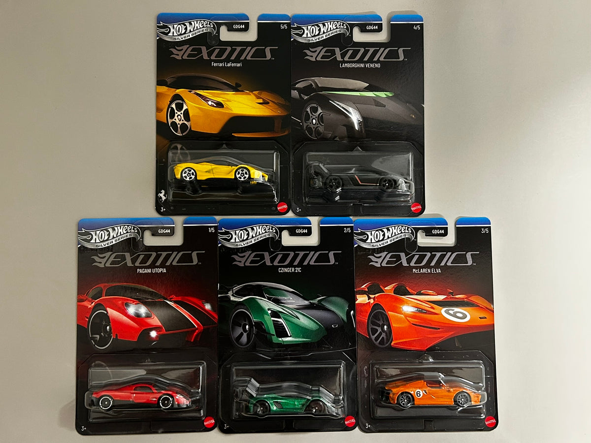 Silver Series Hot Wheels 1/64 Exotics Full Set of 5