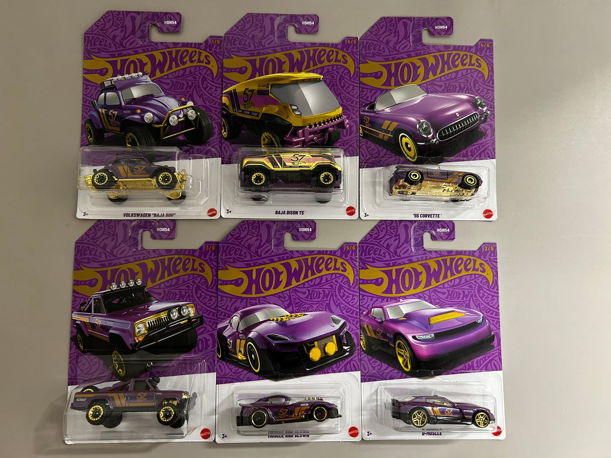 Silver Series Hot Wheels 1/64 57th Anniversary Set Of 6 *Including Chase*
