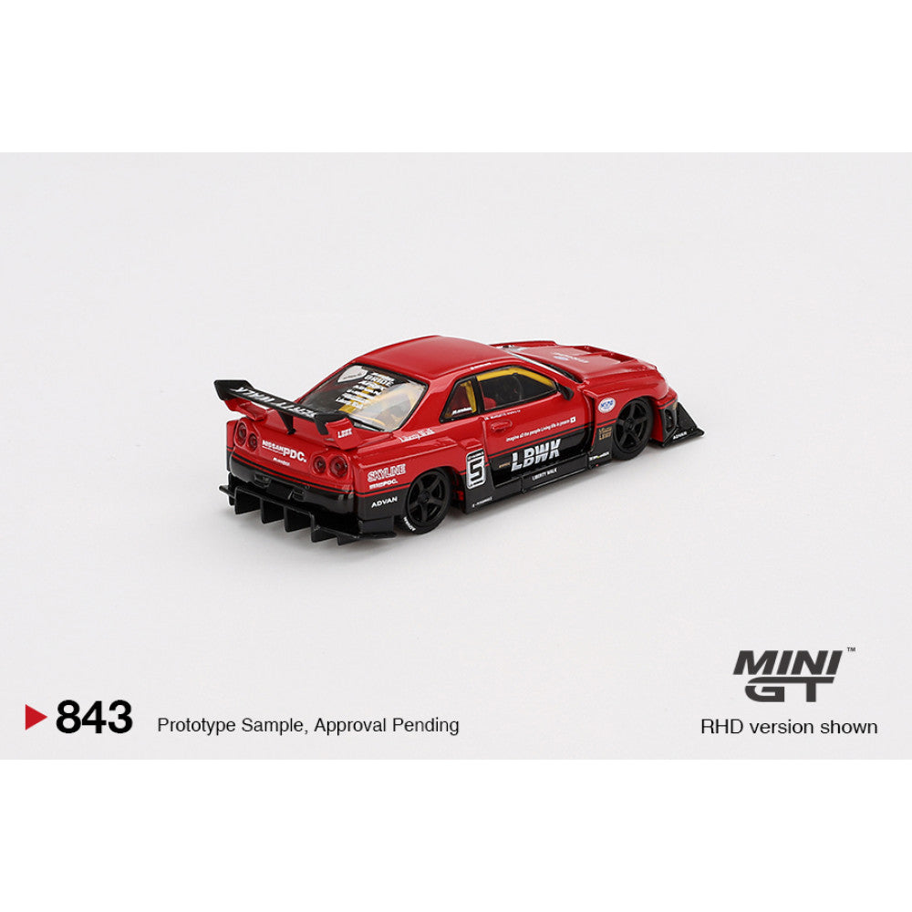 Mini GT 1/64 #843 Nissan Skyline LB-ER34 Super Silhouette Red/Black