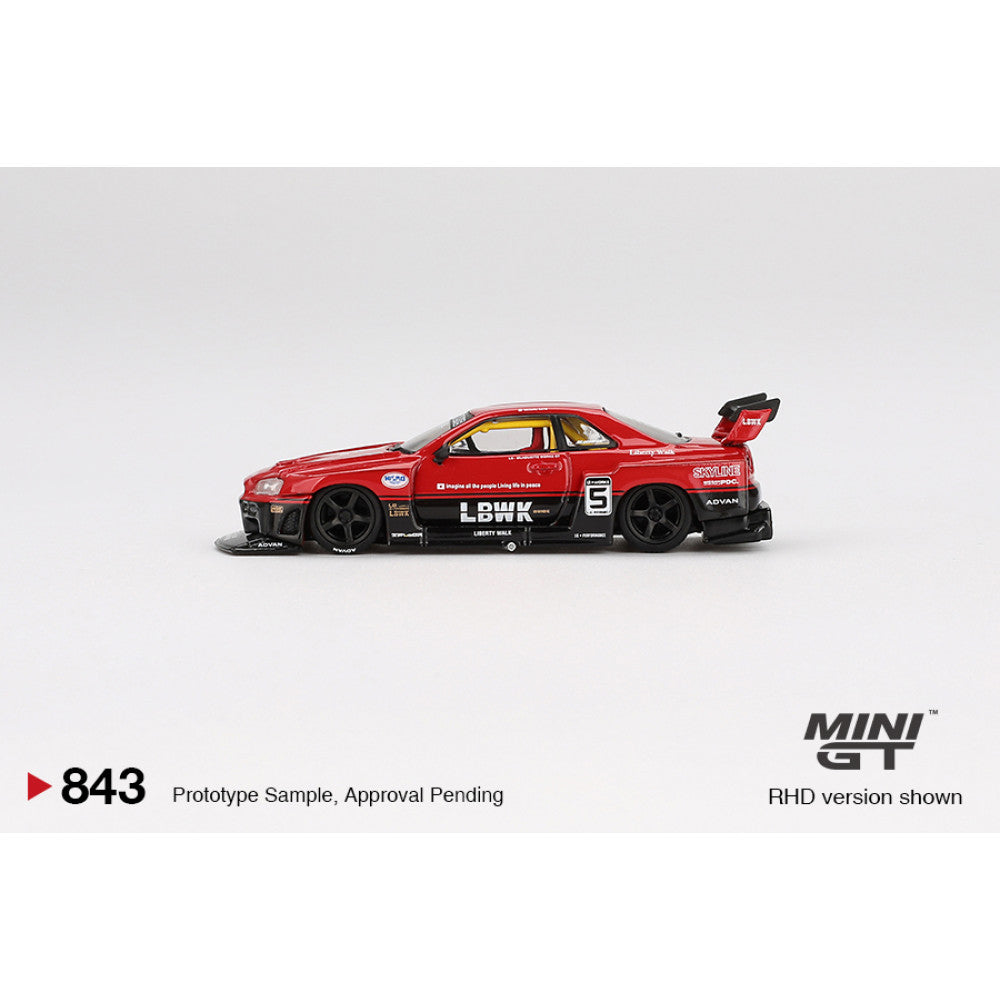 Mini GT 1/64 #843 Nissan Skyline LB-ER34 Super Silhouette Red/Black
