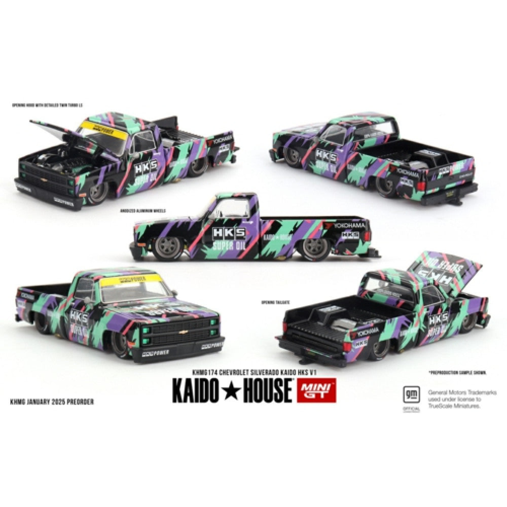 Mini GT Kaido House 1/64 #174 Chevrolet Silverado HKS V1