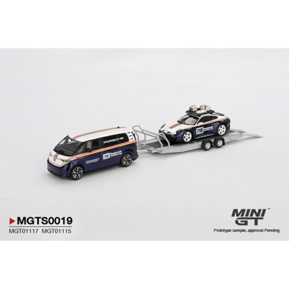 Mini GT 1/64 PORSCHE 911 DAKAR NO.718 VOLKSWAGEN ID. BUZZ PORSCHE SET
