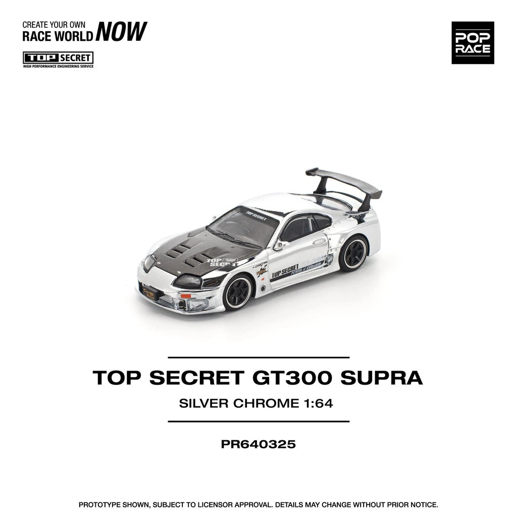 Pop Race 1/64 #325 Toyota Supra GT300 Silver Chrome