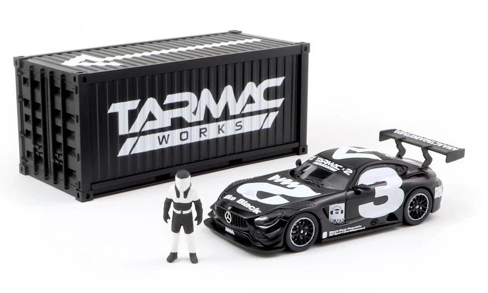Tarmac Works 1/64 2018  2018 Mercedes AMG GT3 #3 With Container & Figure Black