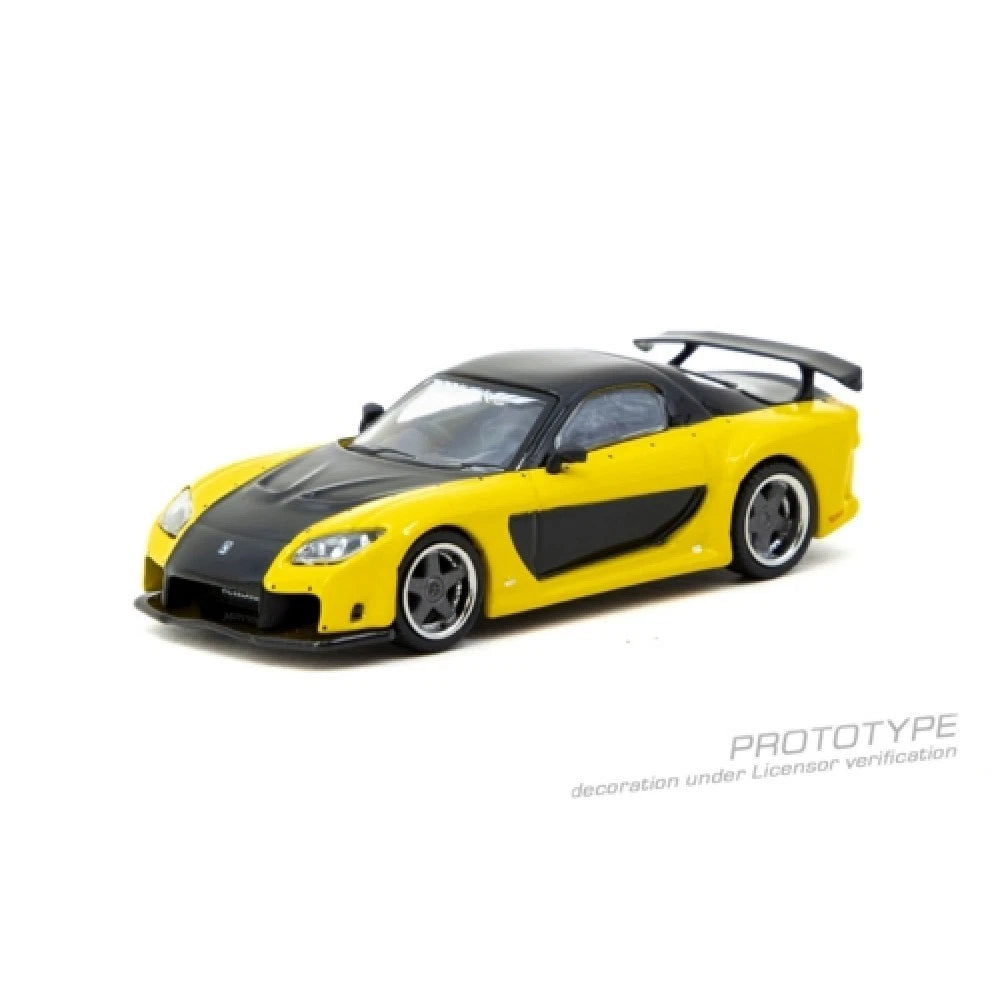 Tarmac Works 1/64 Veilside Mazda RX7 Fortune7 Yellow
