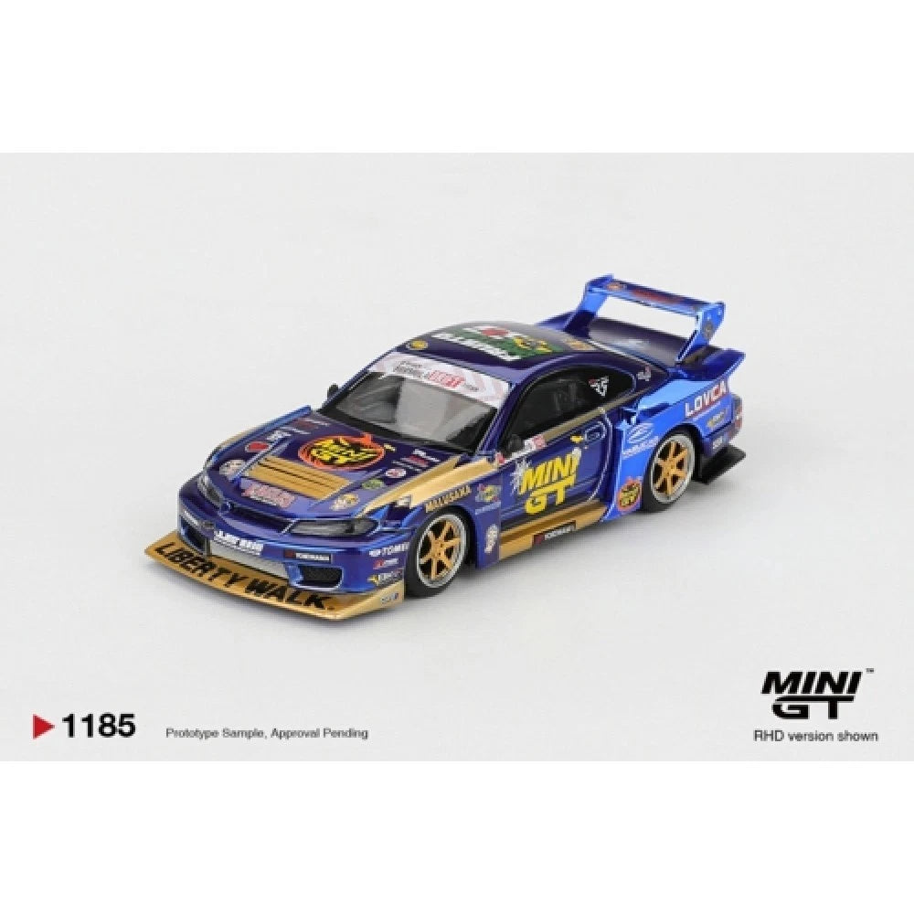 Mini GT 1/64 #1185 Nissan Silvia S15 #555 Liberty Walk Formula Drift Halloween Special