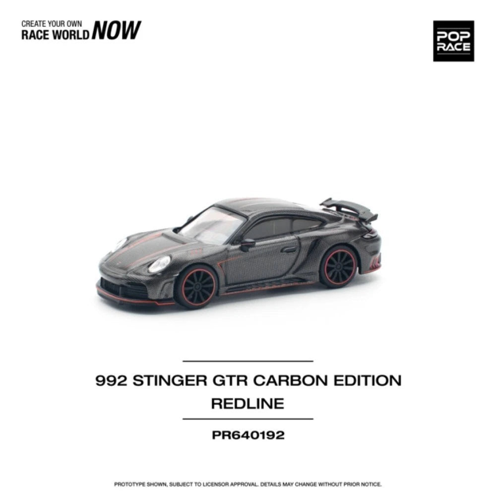 Pop Race 1/64 #192 Porsche 992 Stinger GTR Red Strip Carbon Edition