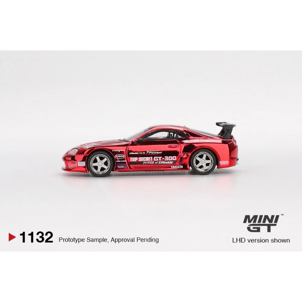 Mini GT 1/64 #1132 Toyota Supra A80 Top Secret Red Chrome