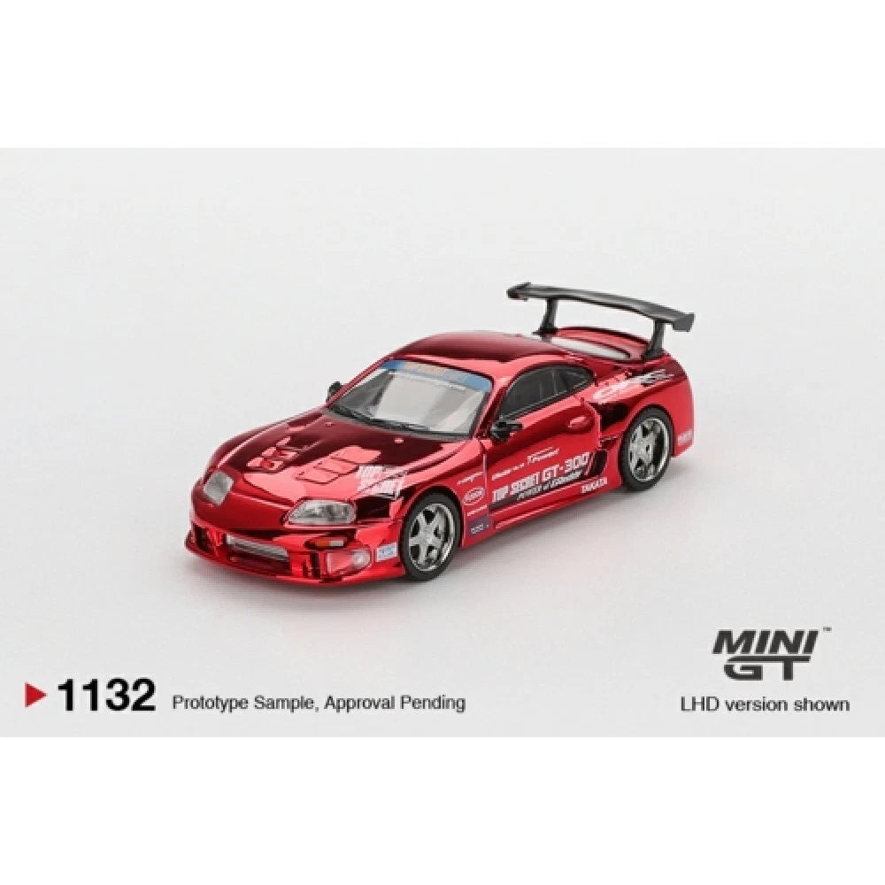 Mini GT 1/64 #1132 Toyota Supra A80 Top Secret Red Chrome