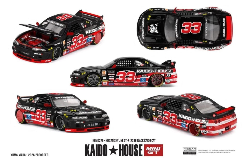 Mini GT Kaido House 1/64 #276 Nissan Skyline GTR R33 Black Cat