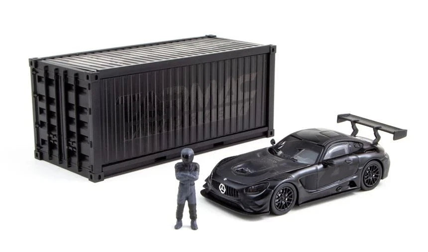 Tarmac Works 1/64 2018 Mercedes AMG GT3 #4 With Container & Figure Black
